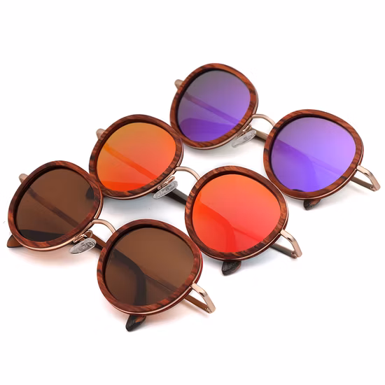 Combinaison de métal et de bois à monture ovale Tac avec lunettes de soleil miroir UV400